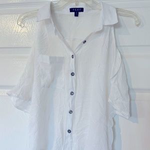 White Cold Shoulder Blouse, Size S